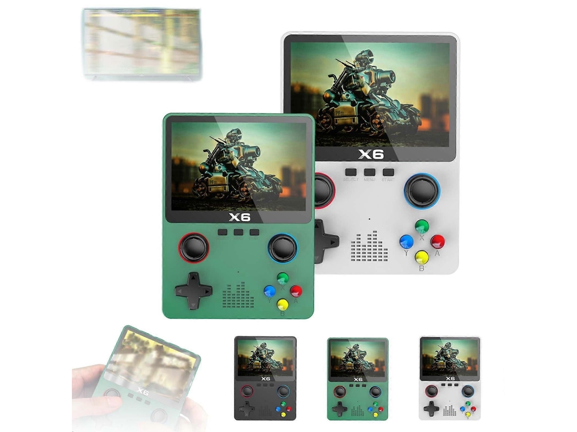 Console de Jogos Portátil X6 Retro Pocket com Tela 4k Hd 3,5 Polegadas, nas Cores Verde e Branca. GOKOCO