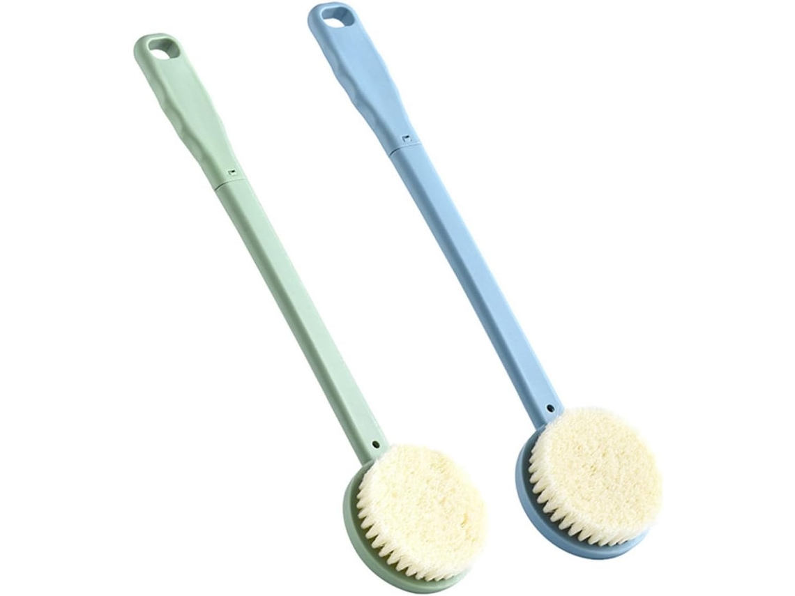 Conjunto De 2 Escovas Banho Com Cabo Longo, Escova Corporal Prática Para Massagem E Limpeza, Cerdas Grossas Para