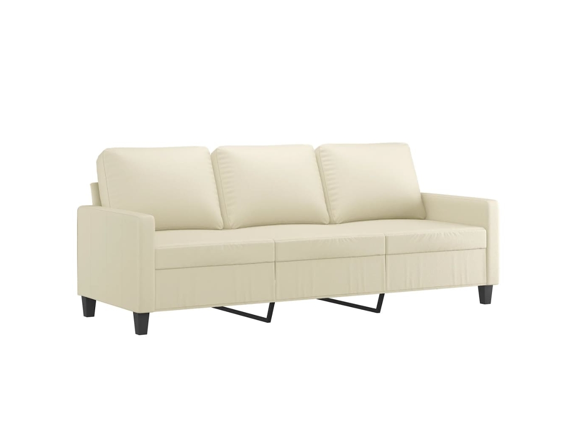 3-seater Sofa, 3-seater Sofas Vidaxl Creme Couro Artificial (n/a)