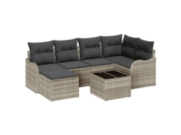 Conjunto 7 Sofá Modular Exterior Vidaxl Cinzento-claro Vime Pe (55 X 55 X 37 Cm)