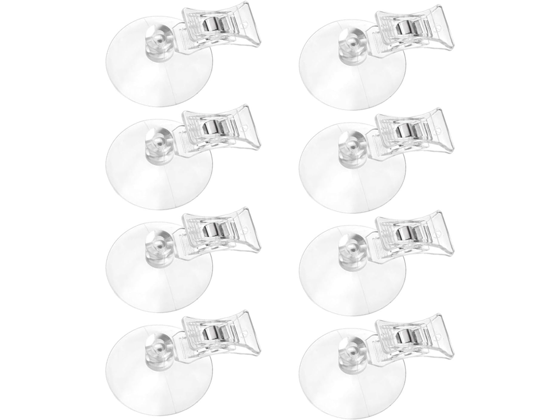 Conjunto Multifuncional Com 8 Ganchos De Ventosa Presilhas Para Decoração Casa, Banheiro E Janelas Design Transparente