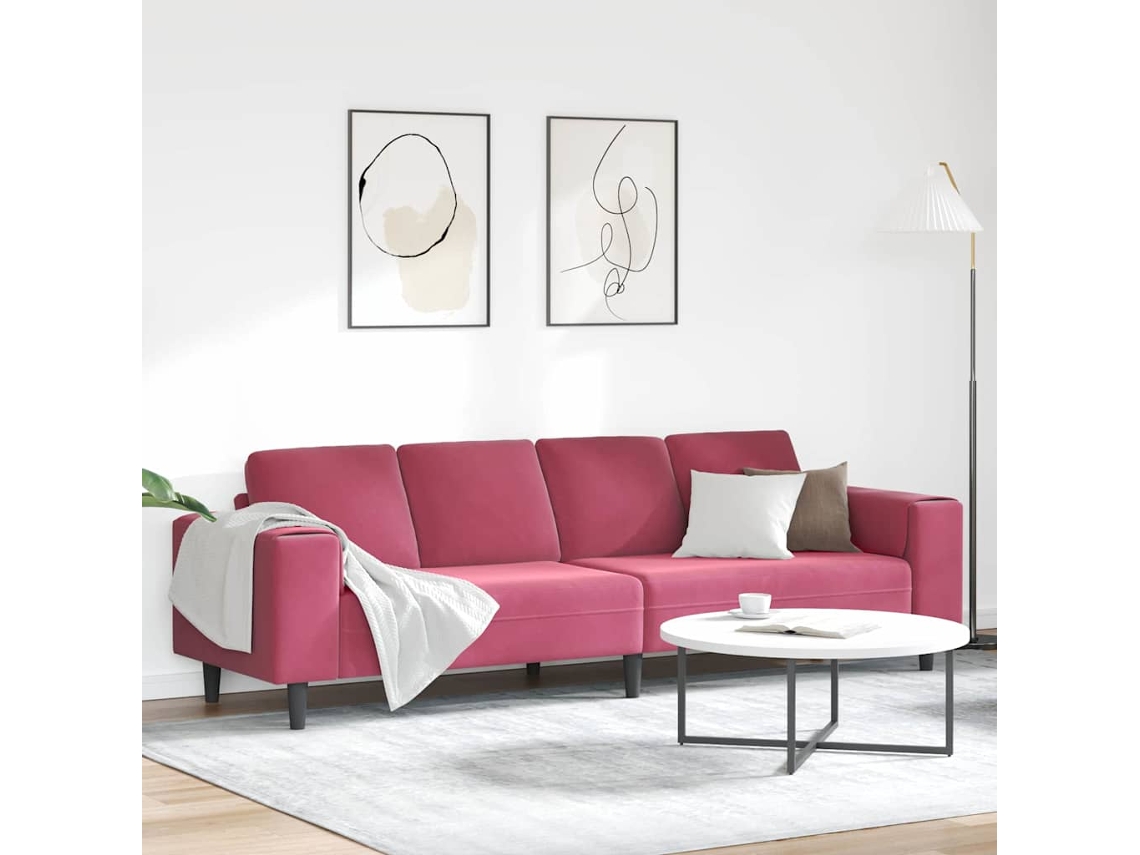 Vidaxl Sofá De Sala De Estar Vinho Vermelho 250 X 77 X 76 Cm
