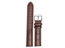 Pulseira masculina clássica em couro PU com fivela de aço, 14 mm, marrom.