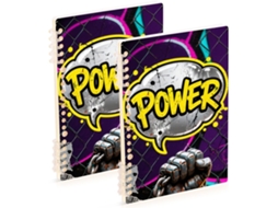 Conjunto de 2 Cadernos Power Doodle Tamanho A5 com Capa Dura e Estampa Grafite , Material Esco (21,1 X 14,5 Cm)