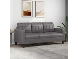 Vidaxl Sofá De 3 Lugares 180 Cm Couro Artificial Cinza