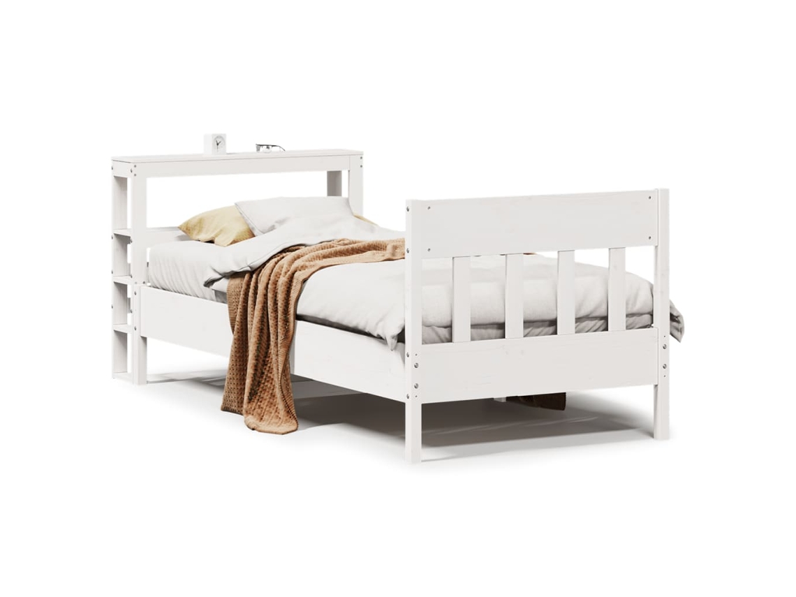 Cama Sem Colchão 90x200 cm Madeira de Pinho Maciça Branco MAISON EXCLUSIVE