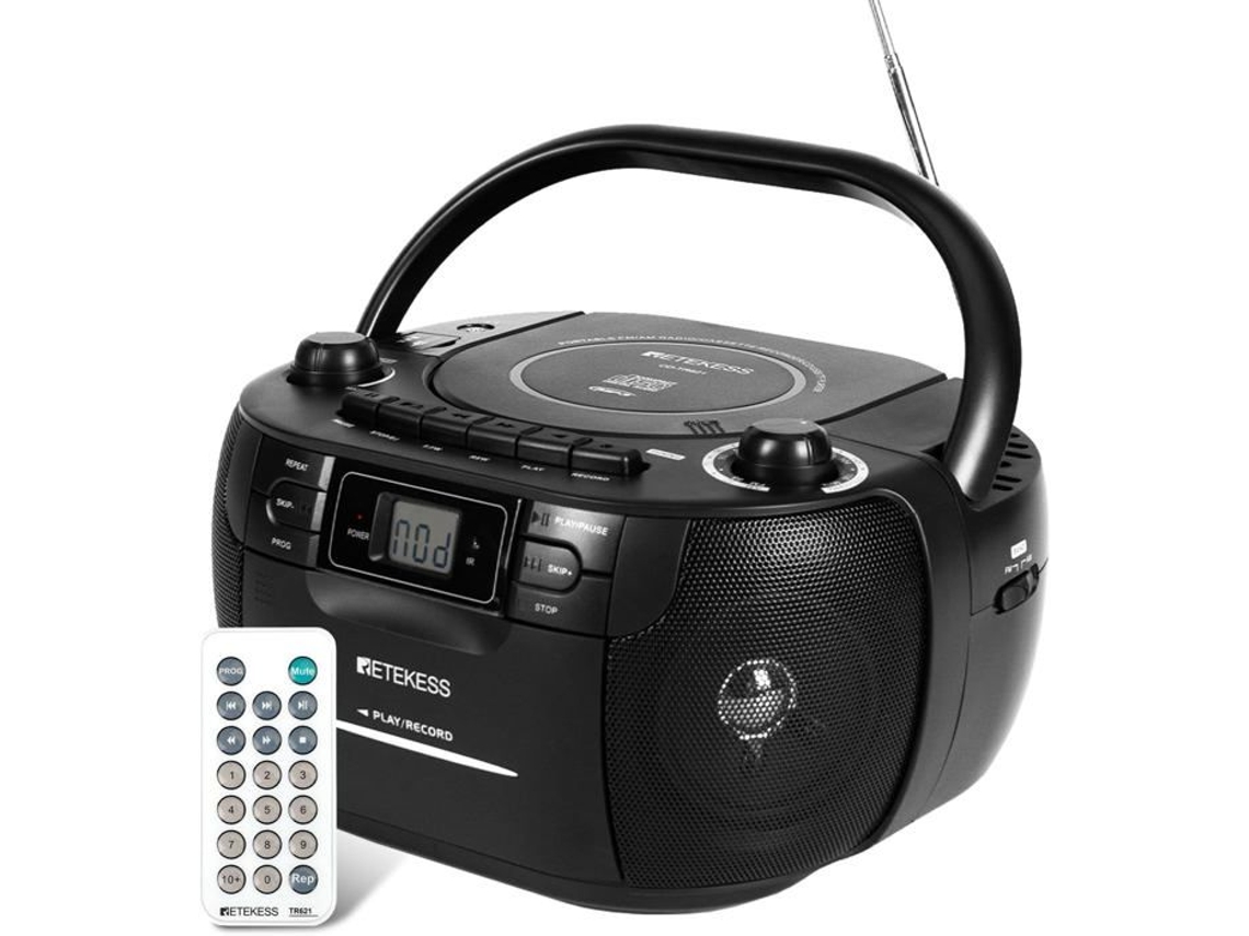 Tr621 Boombox Rádio Cd, Leitor De Cassete De Áudio, Gravação, Controle Remoto, Entrada Usb Tf Para Fones De Ouvido, Presentes Para A Família Retekess