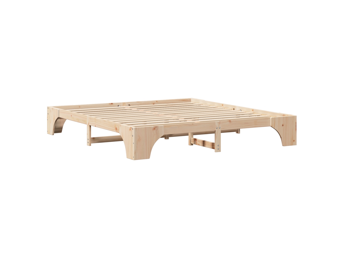 Conjunto 1 Estrutura Da Cama Vidaxl Castanho Madeira De Pinho Maciça (180 X 200 Cm)