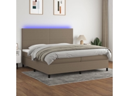 Vidaxl Cama Box Spring Colchão/led 200x200cm Tecido Cinza-acastanhado