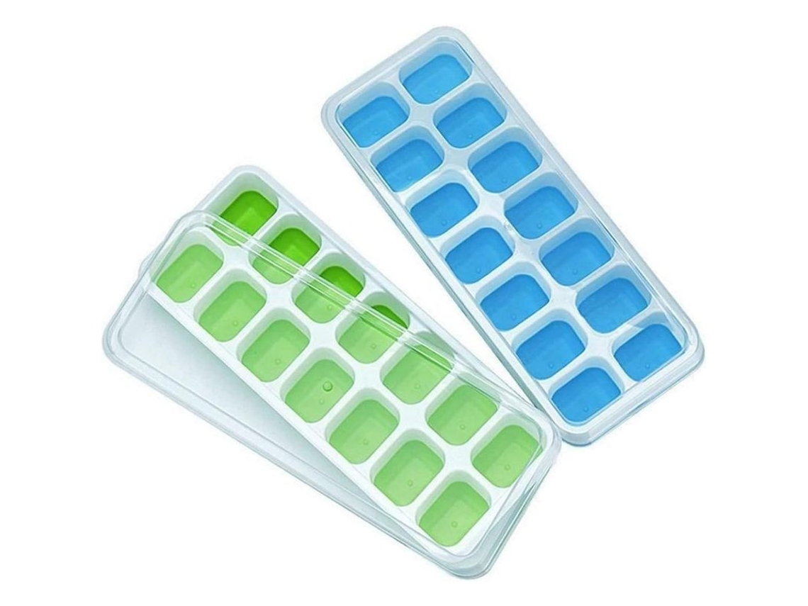 Bandejas De Gelo De Silicone, Flexíveis E Com Liberação Fácil Com Tampa Antiderramas, 28 Cubos De Gelo
