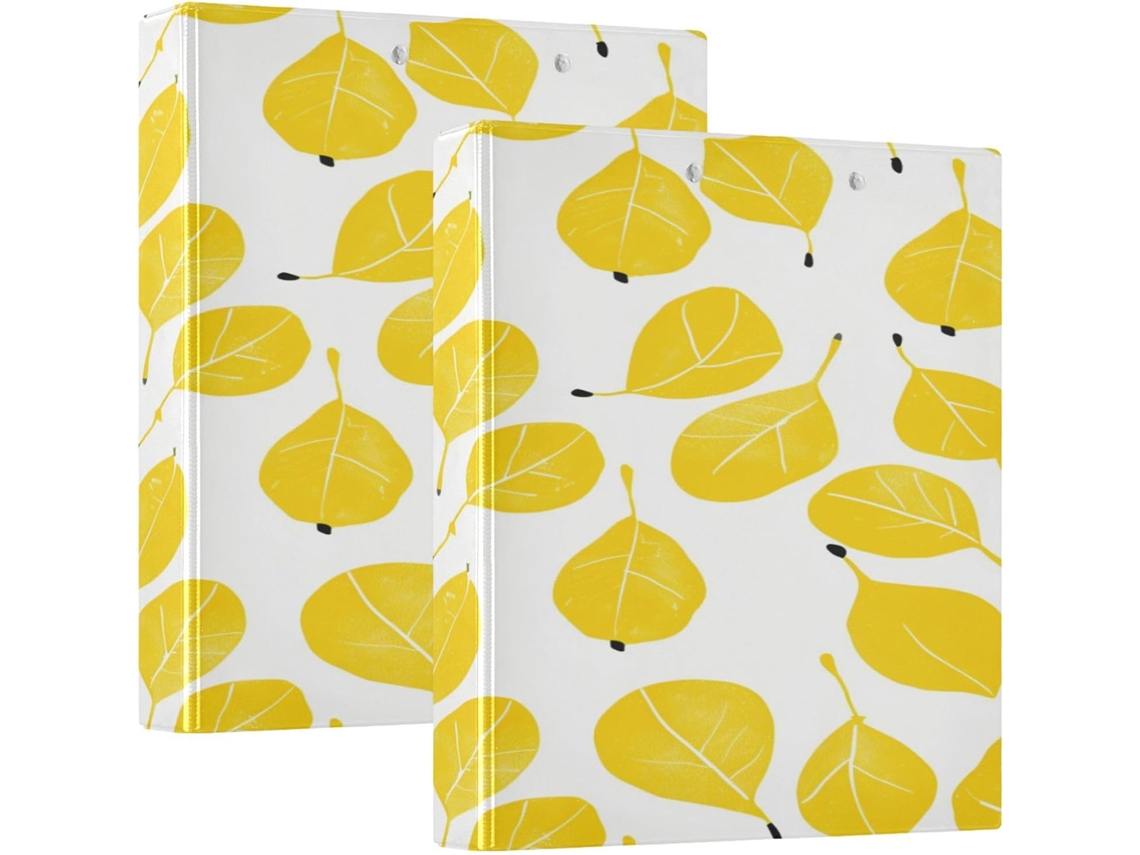 Macarrão Escolar Amarelo com 3 Anéis 1, 5 Polegadas com Camada de Saco, Pacote com 200 Folhas 1 2