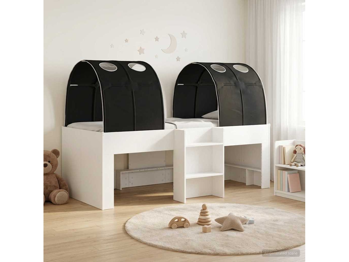 Vidaxl Cama Com Túnel 4 Unid. Branco E Preto Derivados De Madeira
