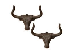 Ganchos de ferro com cabeça de boi em iron, pack de 2, dourados, para pendurar com estilo LAXISCREED