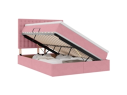 SYFAX™ Cama com Arrumação e Colchão Rosa 140 X 190 Cm Veludo
