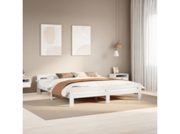 Vidaxl Cama Sem Colchão 200x200 Cm Madeira De Pinho Maciça Branco