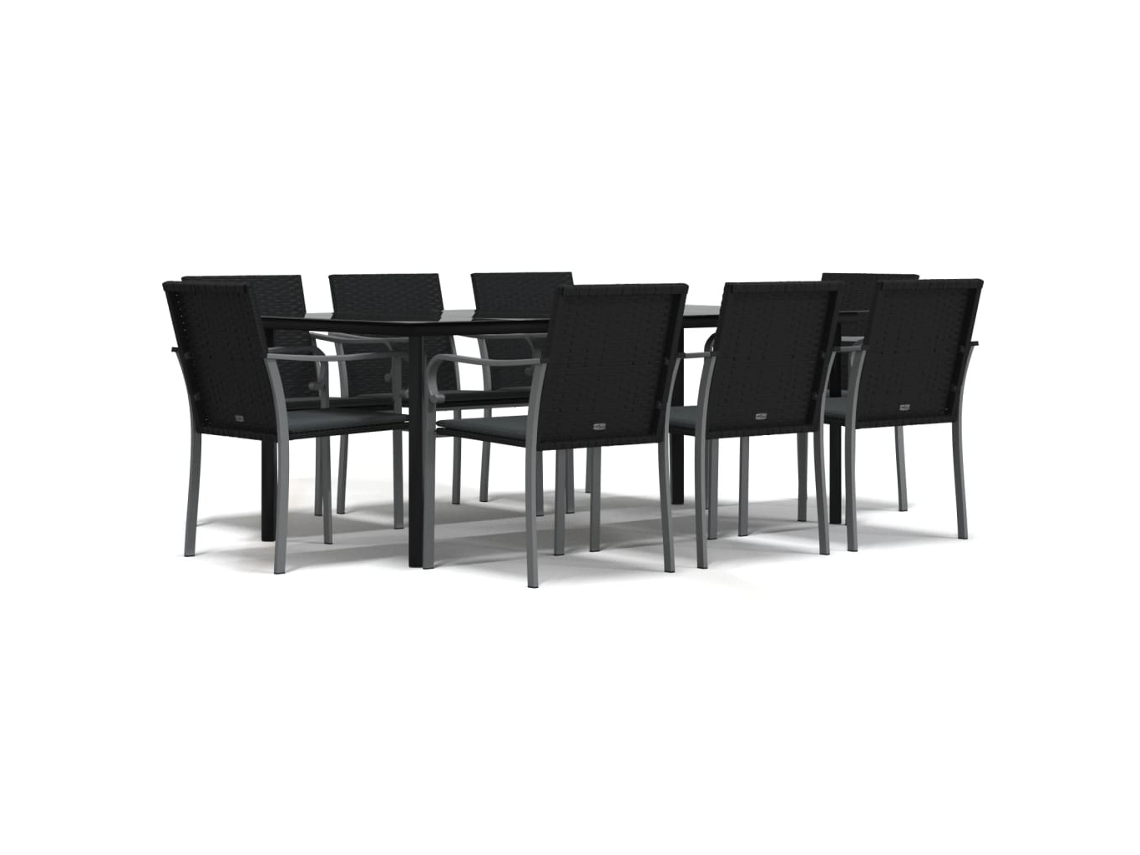 Garden Dining Set, Garden Dining Sets Vidaxl Preto Rattan / Vime (200 Cm Table Length)