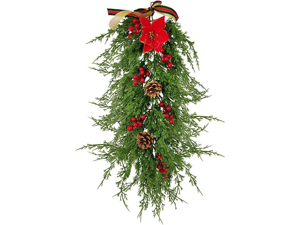 Guirlanda Artificial Em Forma De Lar Com Baias E Botões De Alfinete Para Decoração De Casa 65 Cm
