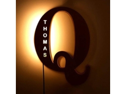 Decoração Personalizada, Luz Noturna De Led, Nome Gravado À Mão, Luminária De Parede Madeira Com Letras, Presente