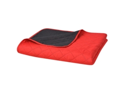 Vidaxl Colcha Dupla Face Acolchoada 170x210 Cm Vermelho E Preto