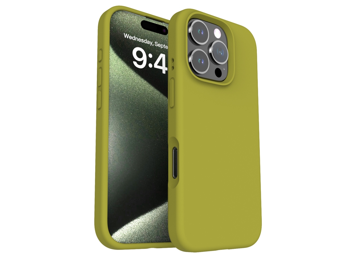 (amarelo-verde, Iphone 14 Pro Max) Caso De Telefone Anti-queda De Cor Sólida Simples Para Iphone, Silicone Líquido