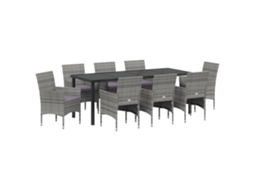 Conjunto 9 Conjunto De Móveis De Jardim Vidaxl Cinzento Vime Pe (200 X 80 X 73 Cm)