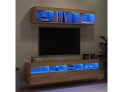Vidaxl 5pcs Móveis Parede P/ Tv C/ Leds Deriv. Madeira Carvalho Sonoma