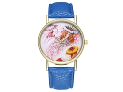 Reloj Casual De Cuarzo Para Hombre Mujer Niña Dial Redondo Correa De Cuero Pu Azul Real