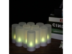 Conjunto de 12 velas Led sem chama, recarregáveis, controle remoto, para festas de Natal e casamento | S/MARCA