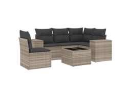 Conjunto de 6 Sofás Jardim com Almofadões Vime Pe Cinzento Claro MAISON EXCLUSIVE (80x200 cm)