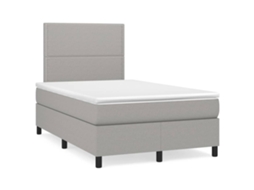 Cama Box Spring C/ Colchão E Led 120x190 Cm Tecido Cinza-claro