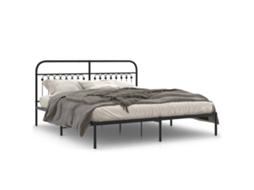 Estrutura de Cama com Cabeceira Metal Preto MAISON EXCLUSIVE 183x203 cm