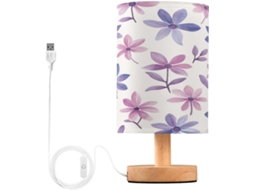 Abajur De Cabeceira Brightly Flowers Para Quarto, Com Portas De Carregaje USB C, Luminária De Leitura Led, Base De