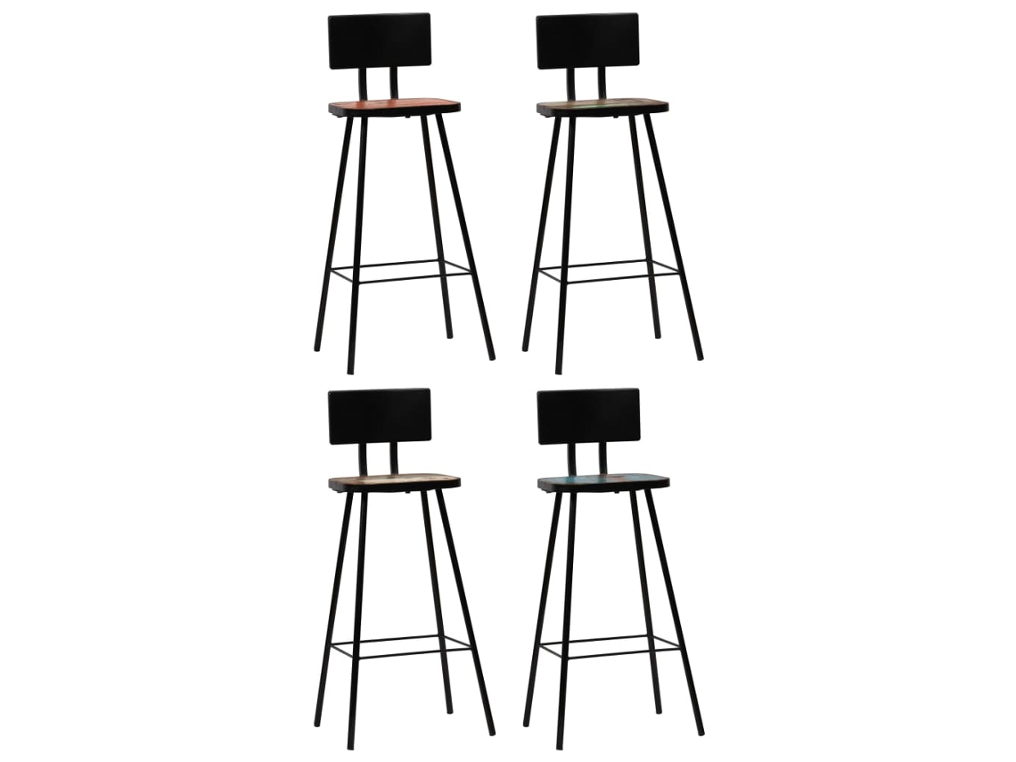 Vidaxl Bancos De Bar 4 Pcs Madeira Recuperada Maciça