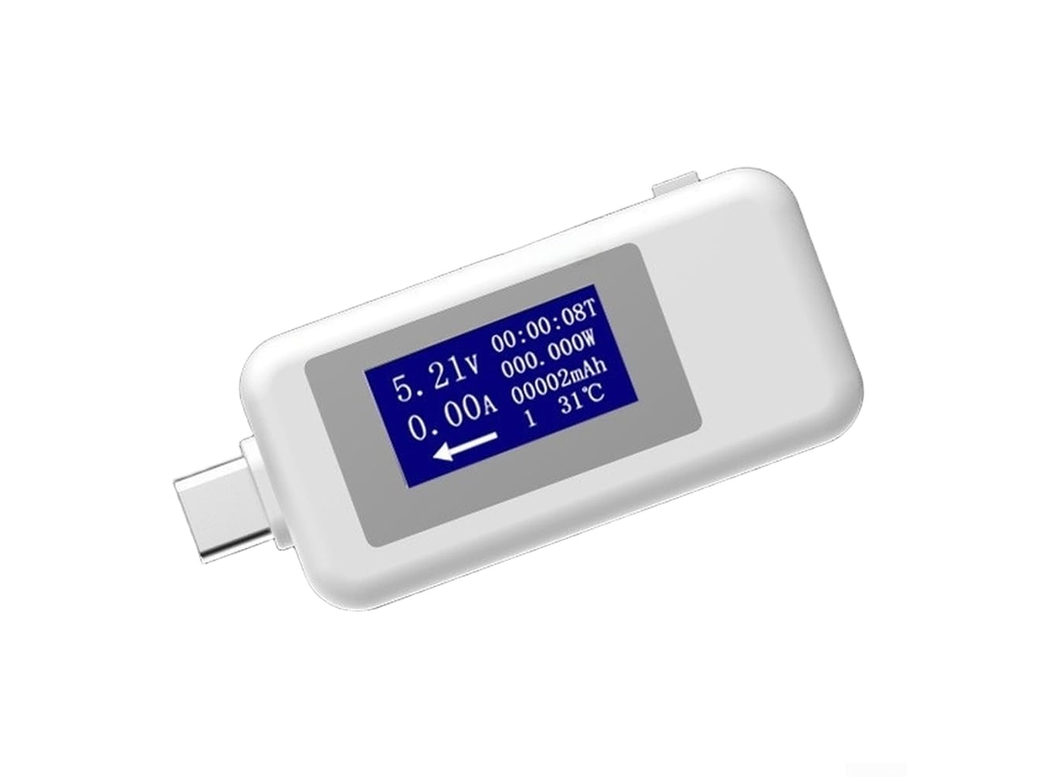 Testador Usb-c Com Visor Digital De Tensão E Corrente