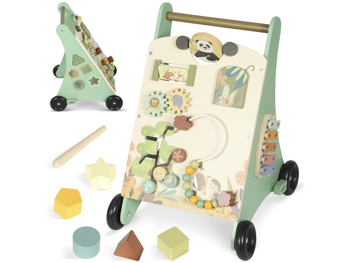 Andador Para Bebés Mdf, Madeira Multilaminada Cor Verde 33.5x36x46.8 Aiyaplay