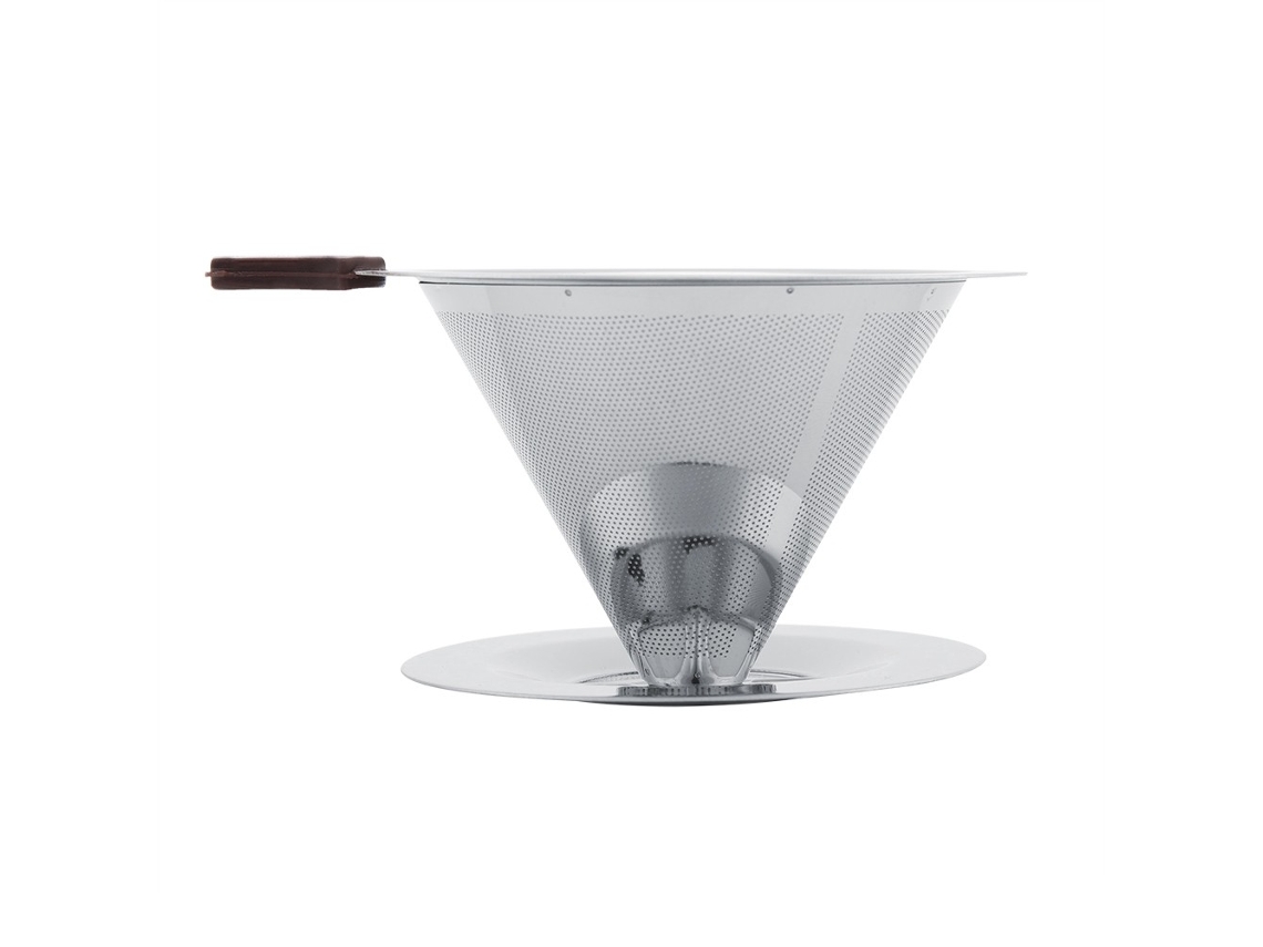 Filtro De Café Aço Inoxidável, Gotejador Reutilizável Fermentação Camada Dupla Com Suporte Para Copo