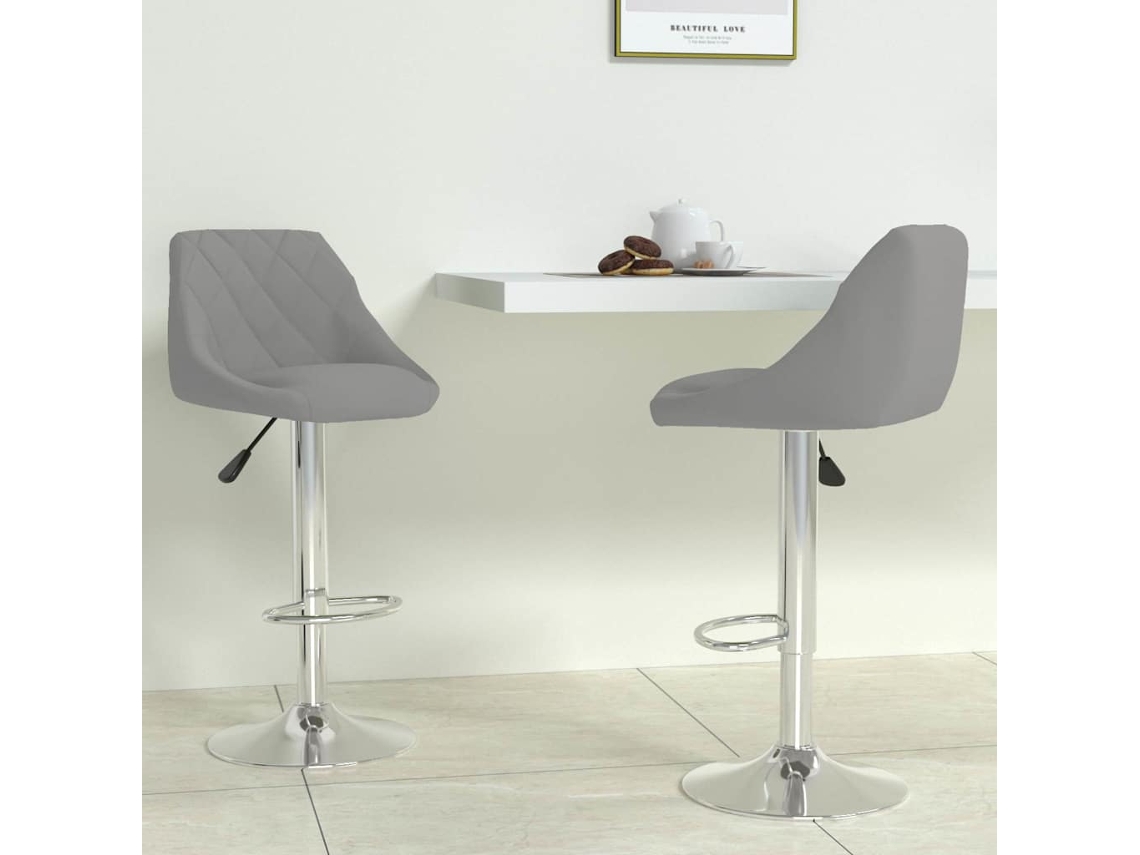 Vidaxl Bancos De Bar 2 Pcs Veludo Cinzento-claro