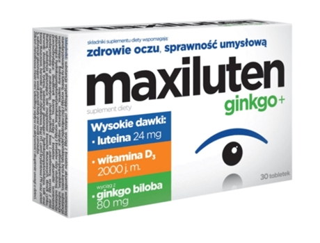 Maxiluten Ginkgo Suplemento De Ginkgo Biloba Para Melhorar A Memória EO Foco, 30 Comprimidos Aflofarm