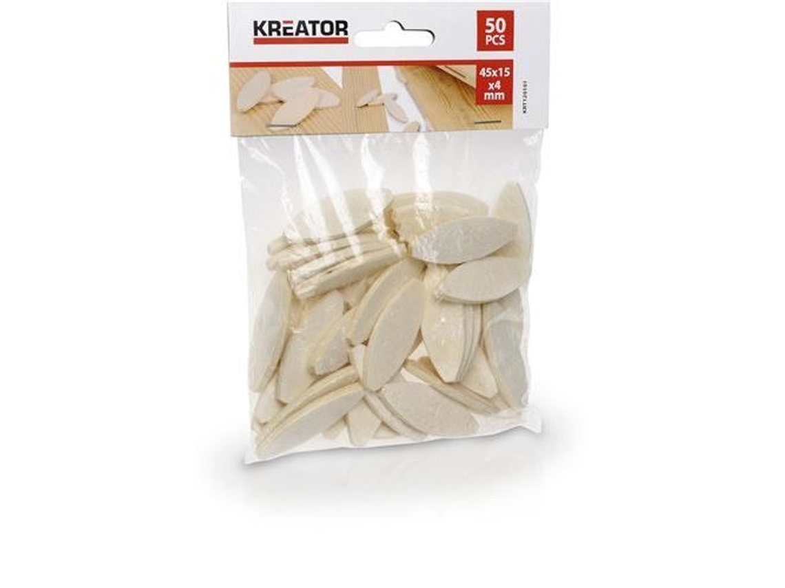 50 travas planas de madeira 15/45/4 mm KREATOR - Acessórios para conexões de madeira