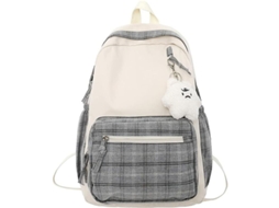Mochila Kawaii Com Pingente Quadros Estético Mochila Escolar Para Meninas (cinza)