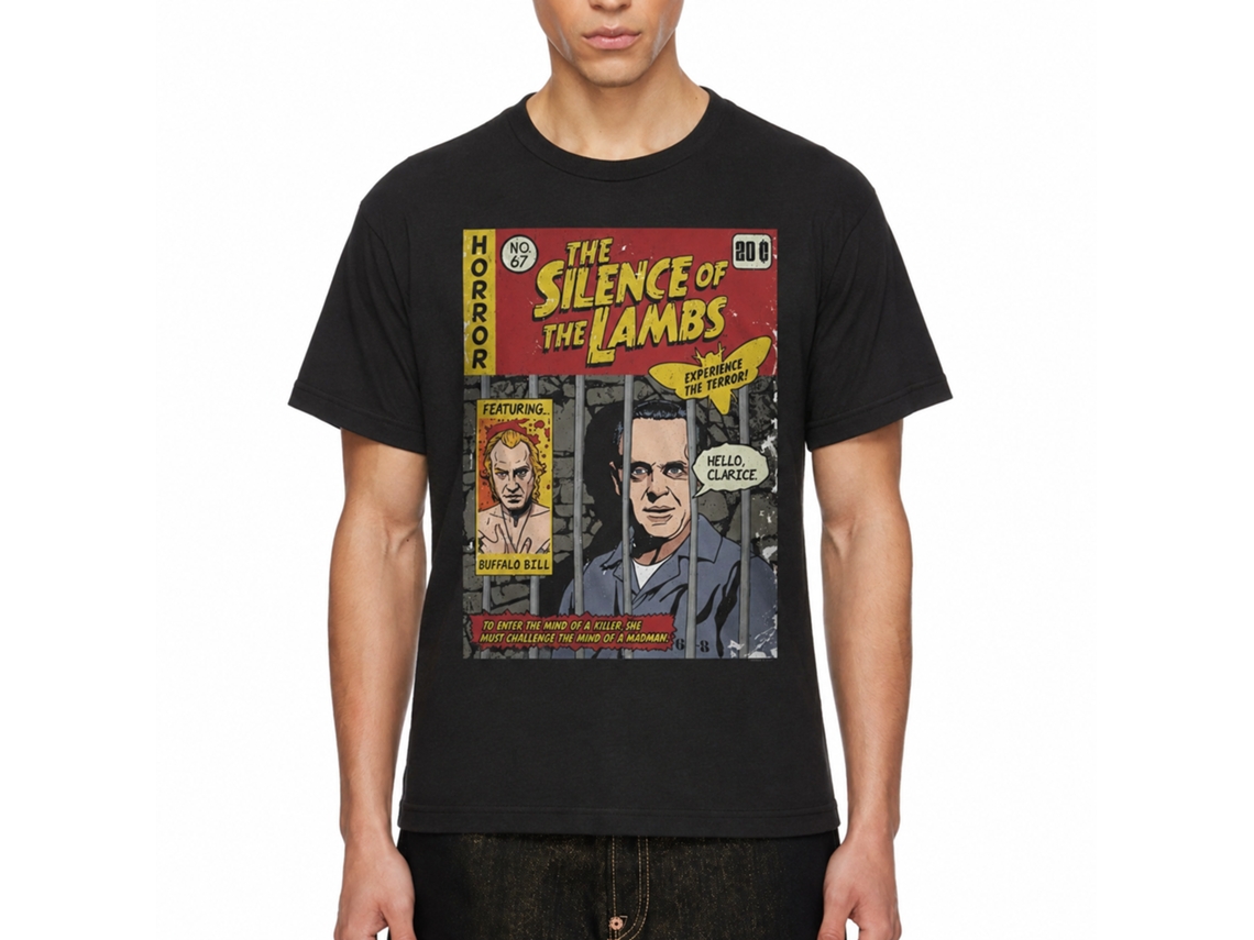 Rockinstone Silence Of The Lambs Movie Silence Comic Cover Black Adult T-shirt Size:xl