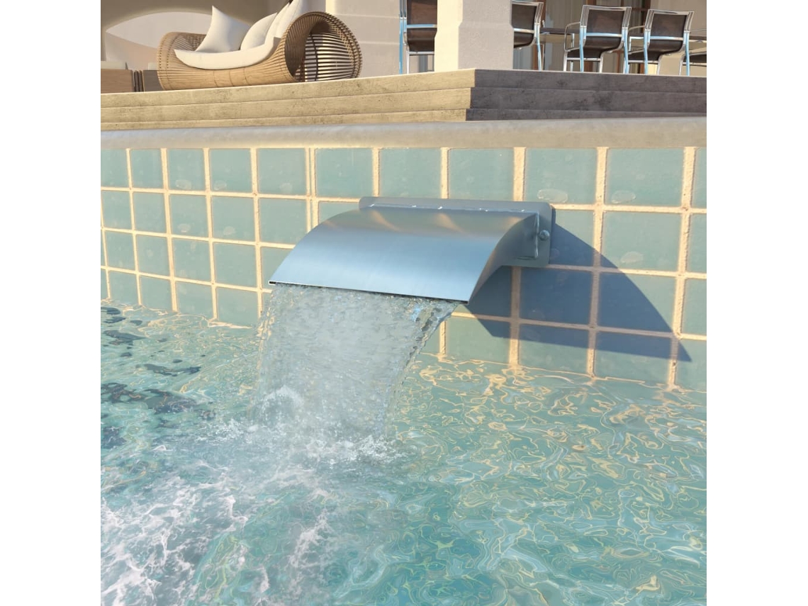 Vidaxl Fonte Para Piscina Aço Inoxidável 30x9x26 Cm Prateado