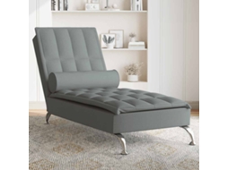 Vidaxl Chaise Lounge De Massagem Com Rolo Tecido Cinzento-escuro