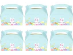 Caixas Para Bolo De Páscoa Com Desenho Coelhinho, Pacote Com 6, Papelão Resistente Com Alça, Estojo Portátil Para