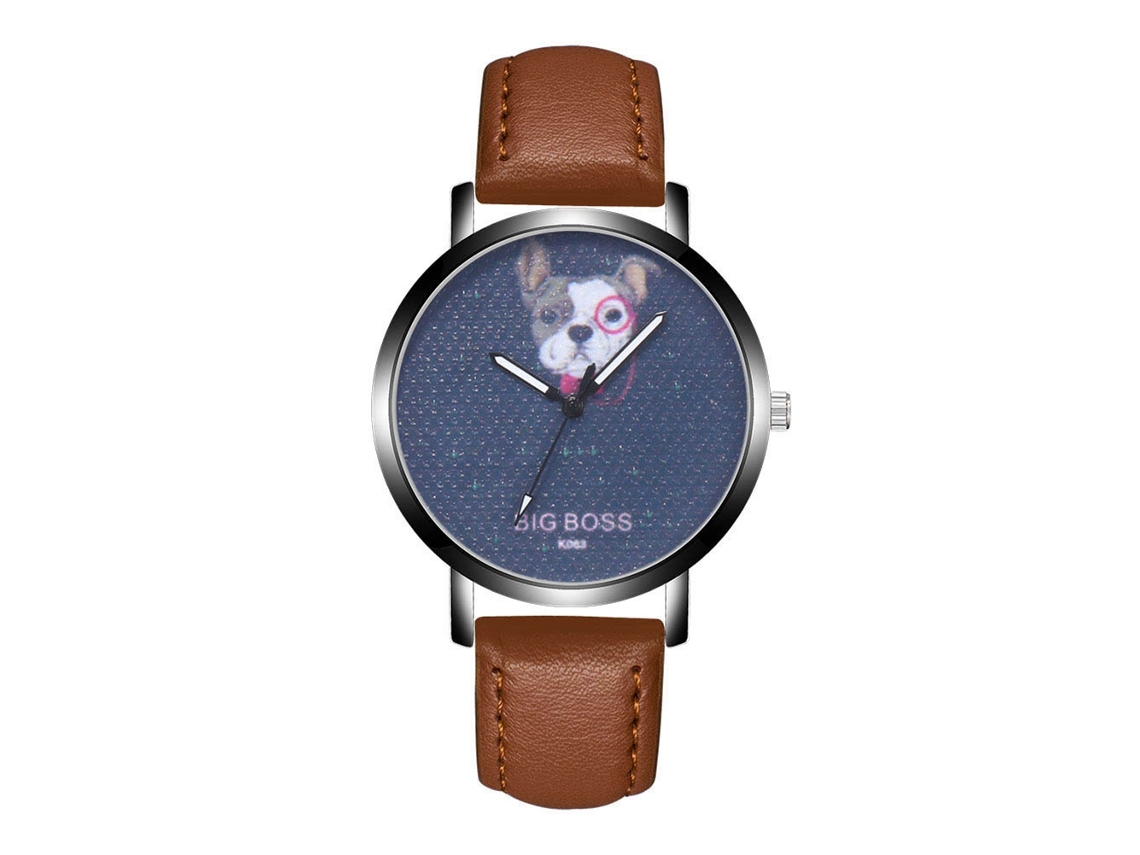 Relógio de quartzo unissex Zhoulianfa, moderno e casual, com pulseira de couro marrom claro.