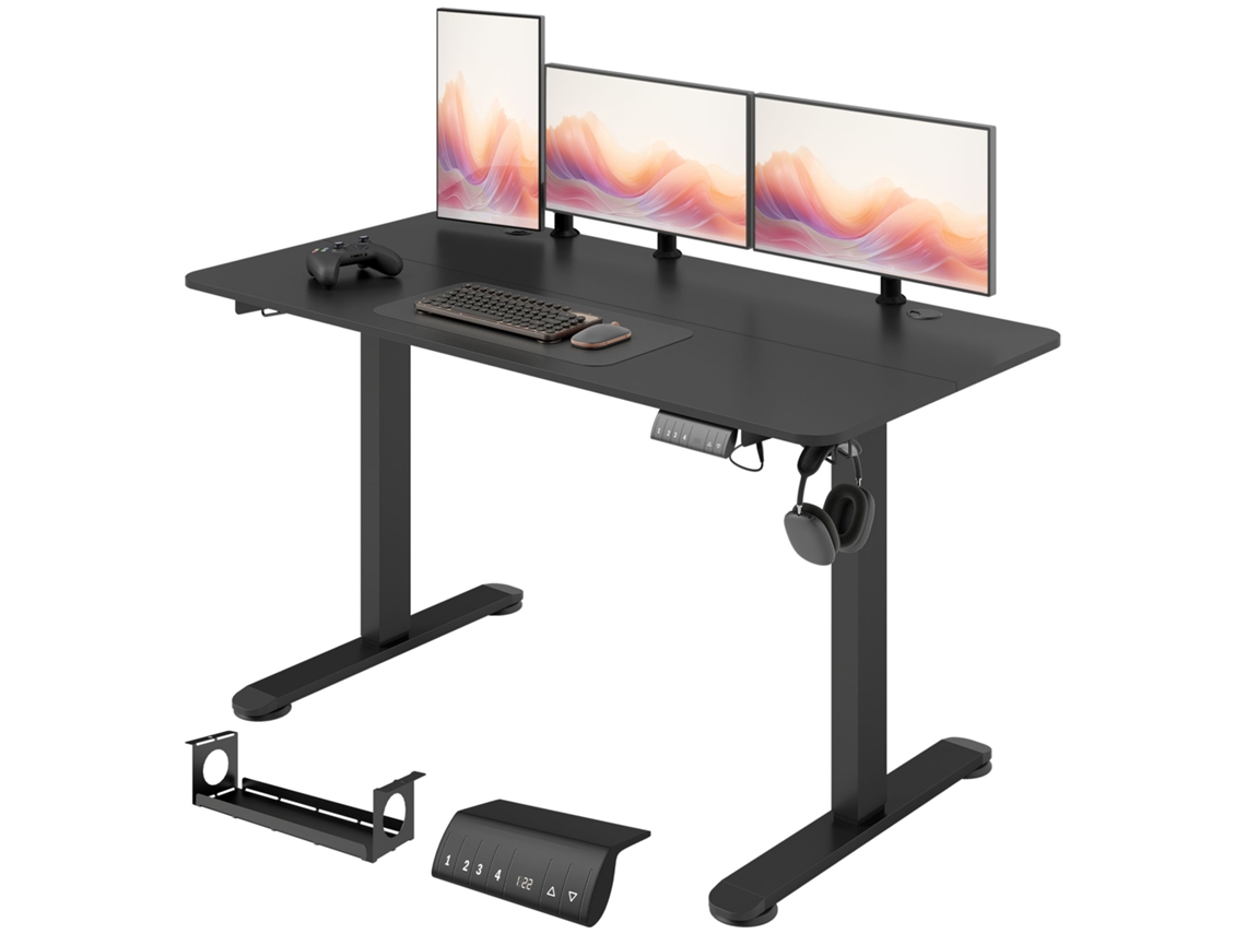 Mesa de Computador Ajustável em Altura,140x70x116cm,preta BTFORUS