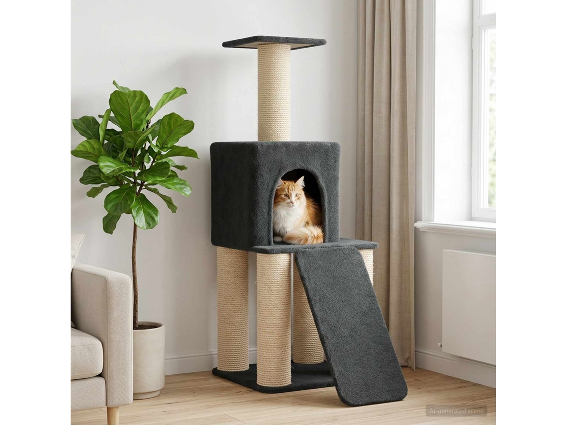 Vidaxl Árvore Com Postes De Sisal Cinzento-escuro 146 Cm