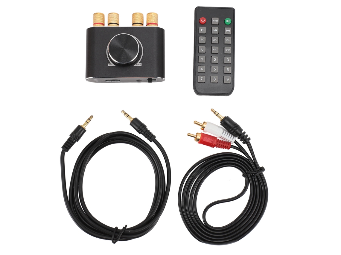 Amplificador Bluetooth 20w+20w com controle remoto e entrada aux EOOCOO