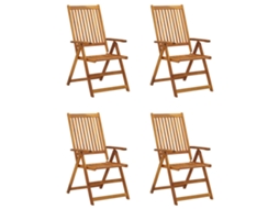 Maison Exclusive - Cadeiras Jardim Reclináveis C/ Almofadões 4 Pcs Acácia Maciça