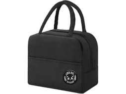 Bolsa de Almuerzo Negra Premium com Isolamento Térmico, Resistente e Portátil para Escritório, Escola e Piquenique
